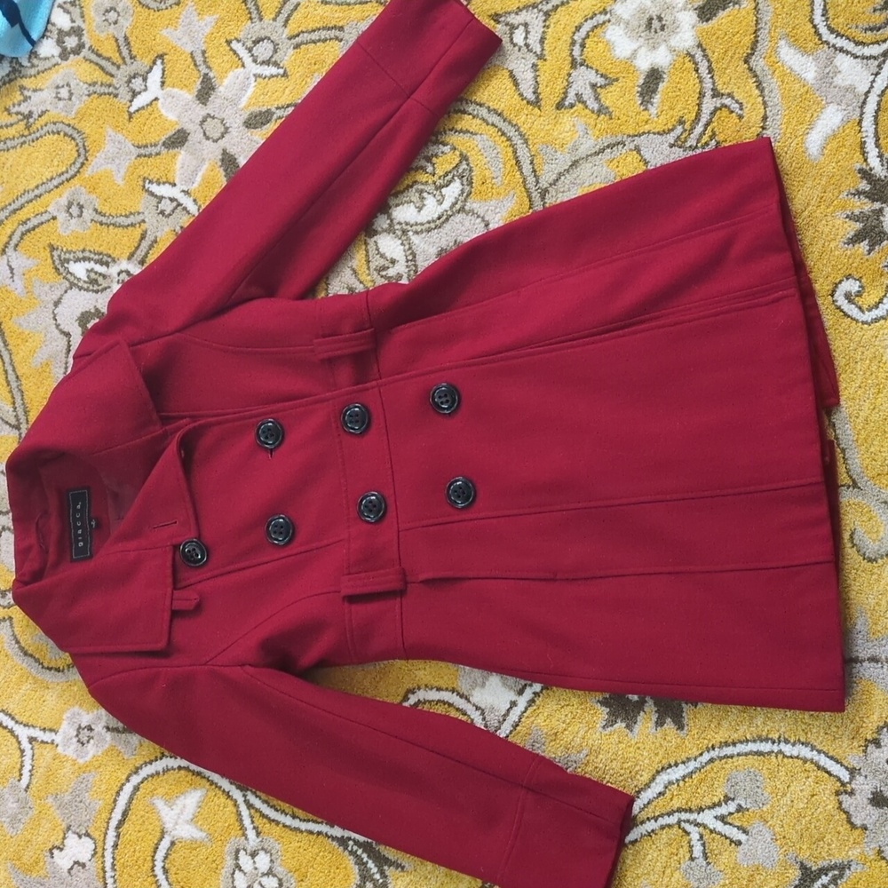 Red wool dress coat